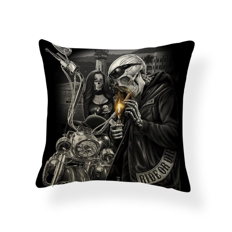 Housse de coussin tête de mort Santa Muerte