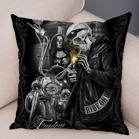 Magnifique Housse de coussin tête de mort crâne mortars Bikers !