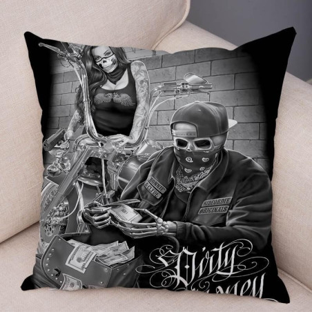 Magnifique Housse de coussin tête de mort crâne mortars Bikers !