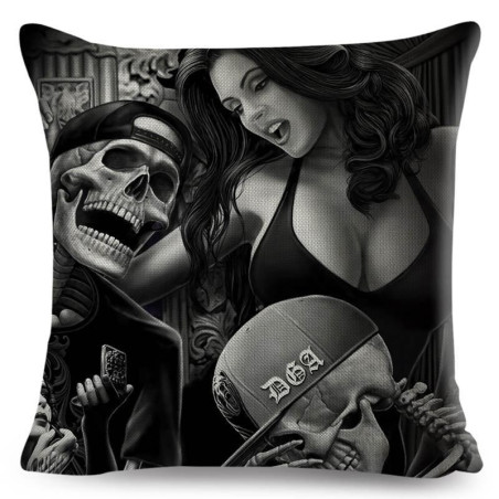Magnifique Housse de coussin tête de mort crâne mortars Bikers !