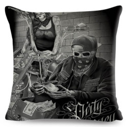 Magnifique Housse de coussin tête de mort crâne mortars Bikers !