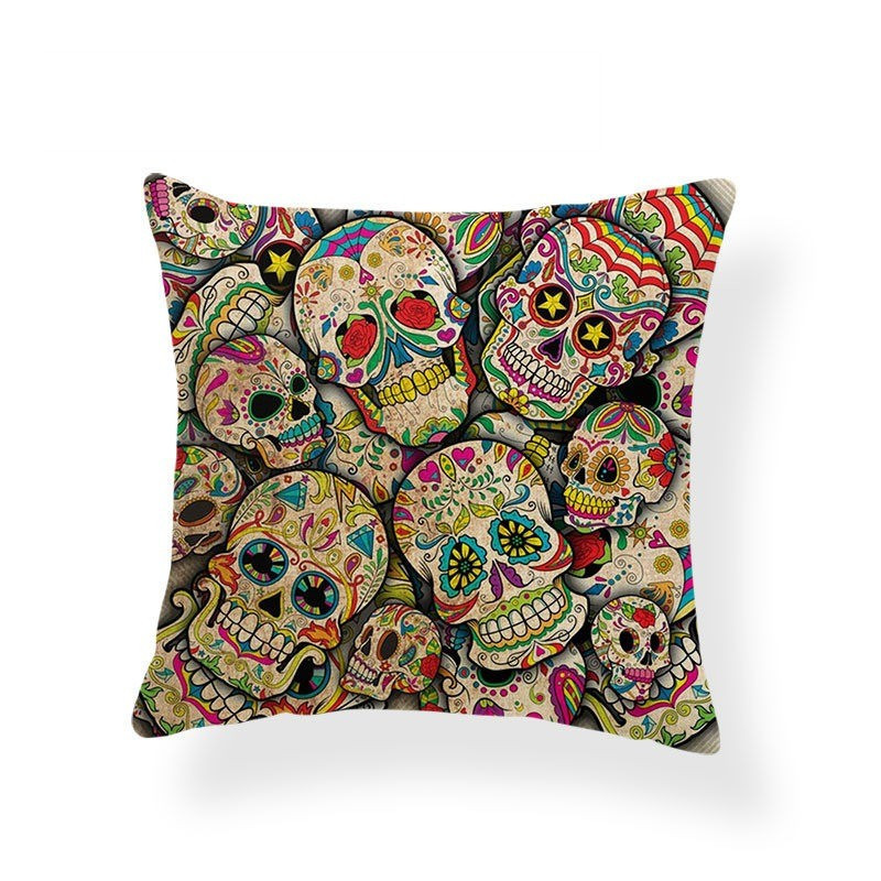 Housse de coussin tête de mort Jours des Morts Mexicain - 14 modèles