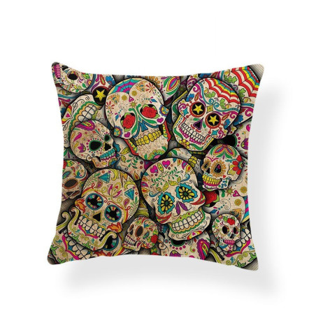 Housse de coussin tête de mort Jours des Morts Mexicain - 14 modèles