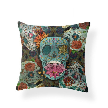 Housse de coussin tête de mort Jours des Morts Mexicain - 14 modèles