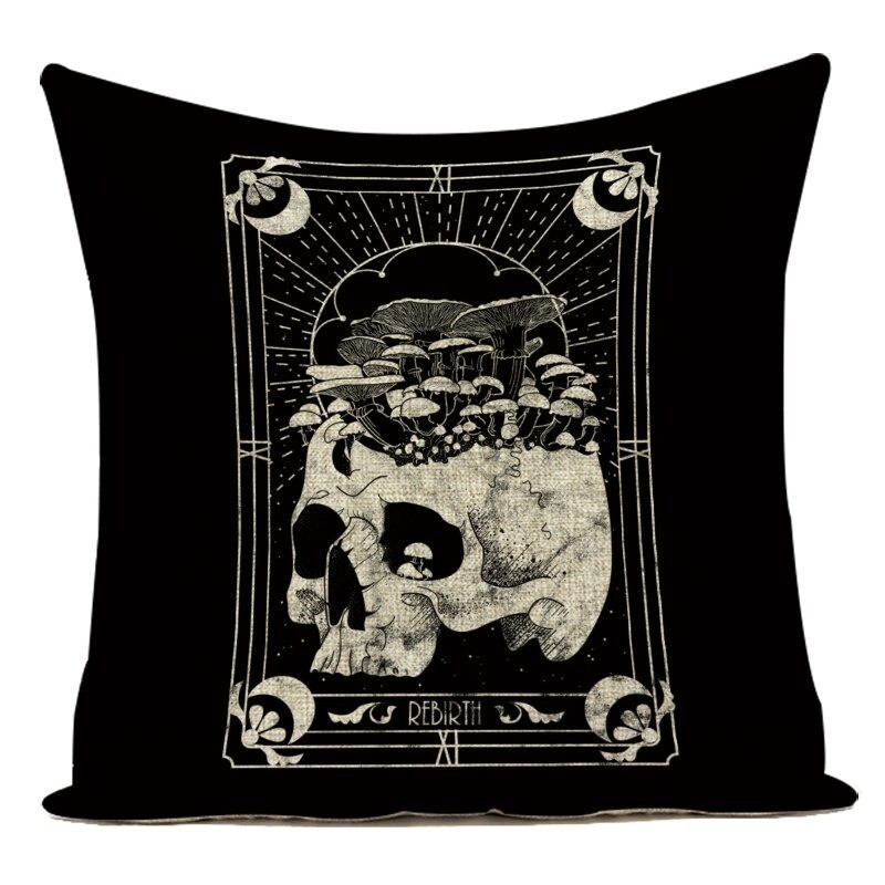 Magnifique Housse de coussin tête de mort crâne gothique