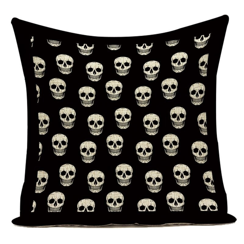 Magnifique Housse de coussin tête de mort crâne gothique