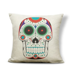 Magnifique Housse de coussin tête de mort mexicaine