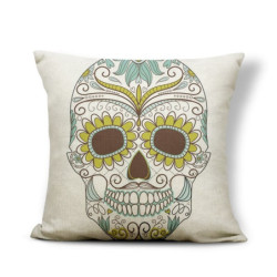Housse de coussin tête de mort mexicaine