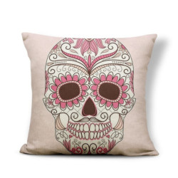 Housse de coussin tête de mort mexicaine