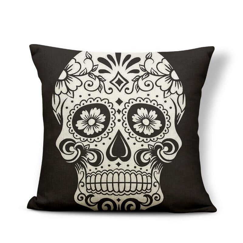 Housse de coussin tête de mort mexicaine