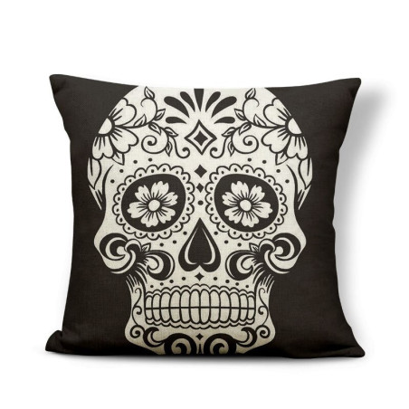 Housse de coussin tête de mort mexicaine