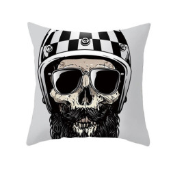Housse de coussin tête de mort crâne Bikers