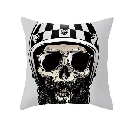 Housse de coussin tête de mort crâne Bikers