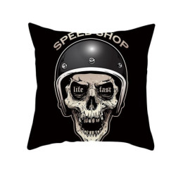 Housse de coussin tête de mort crâne Bikers