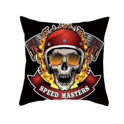Housse de coussin tête de mort crâne Bikers