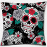 Magnifique Housse de coussin tête de mort de canapé Crâne Mexicains colorés et design