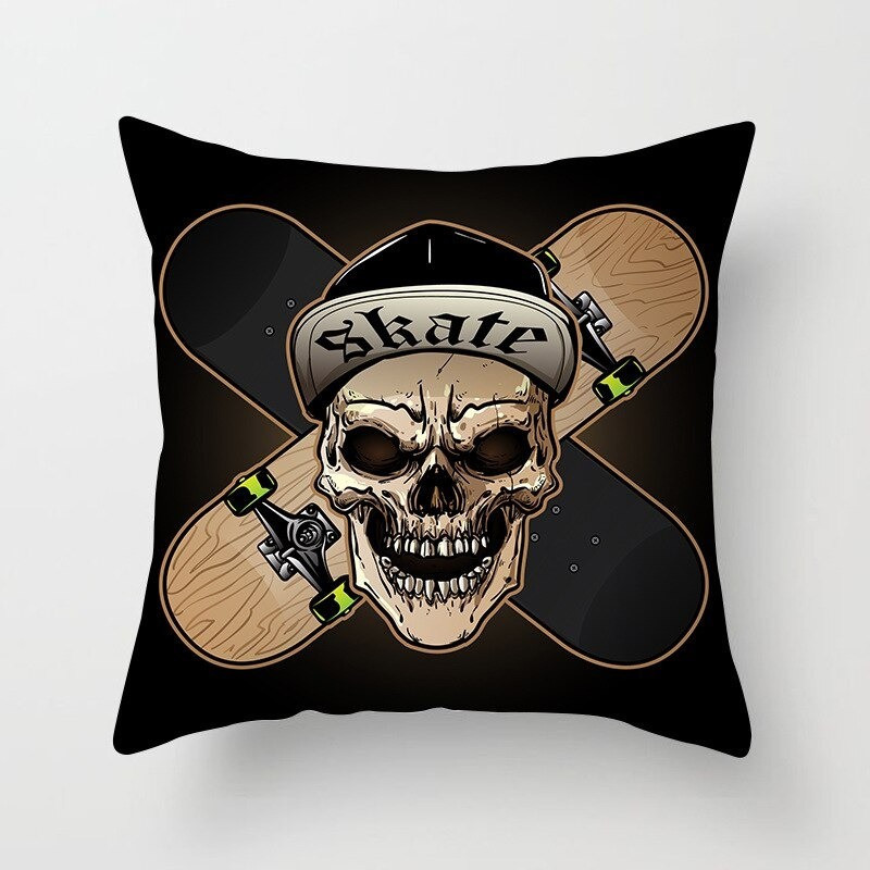 Housse de coussin tête de mort crâne pour canapé