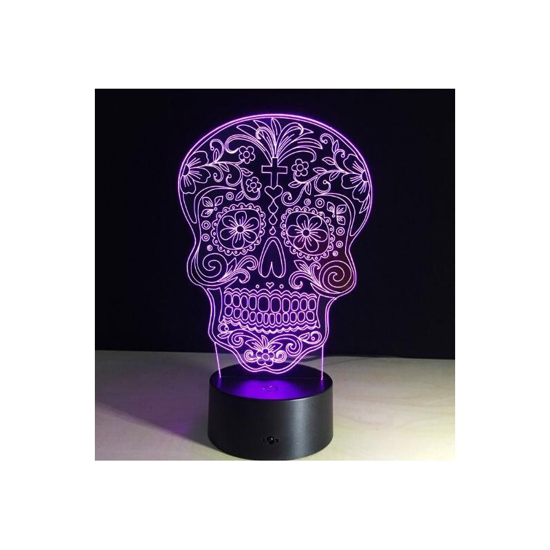 Lampe tête de mort lampe 3D en acrylique illusion d'hologramme !