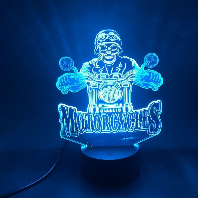 Lampe tête de mort tête Biker motar Lampe LED 3d