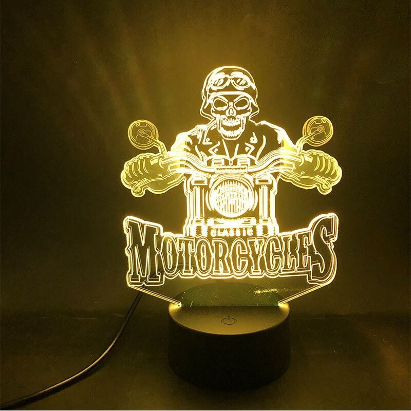 Lampe tête de mort tête Biker motar Lampe LED 3d - avec télécommande !