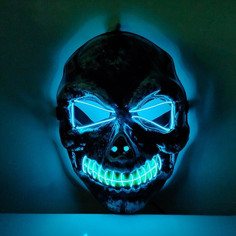 Masque tête de mort masque de fantôme halloween à lumière LED