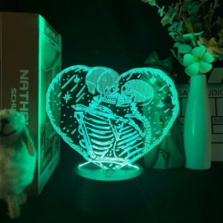 Lampe tête de mort squelettes qui s'embrassent - Lampe Led en 3d