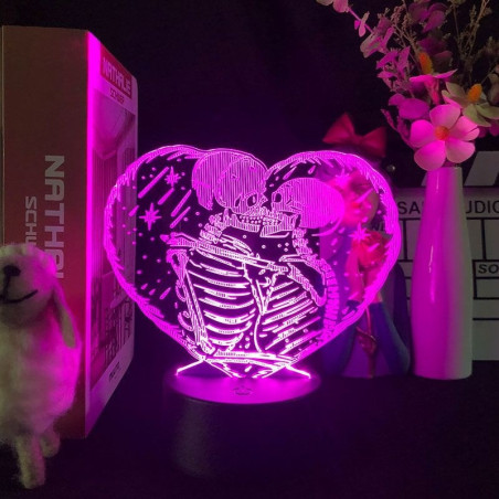 Lampe tête de mort squelettes qui s'embrassent - Lampe Led en 3d