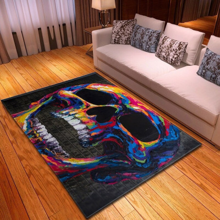 Tapis tête de mort motif crânes colorés - 3 modèles au choix