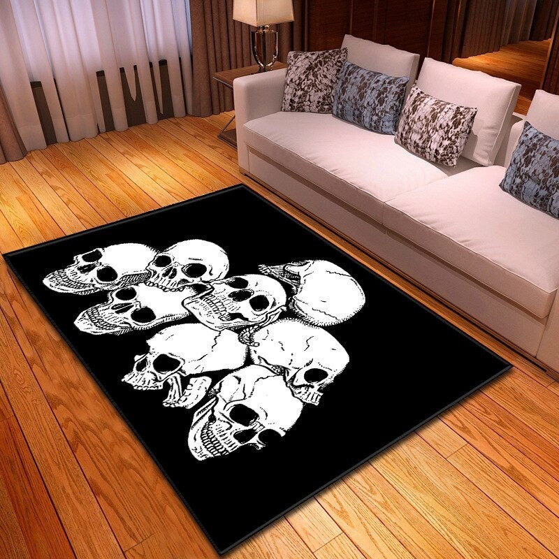 Tapis tête de mort motif crânes colorés - 3 modèles au choix