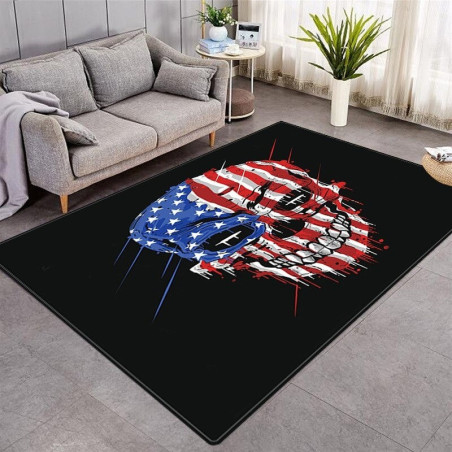 Tapis tête de mort Biker motar squelette 3D
