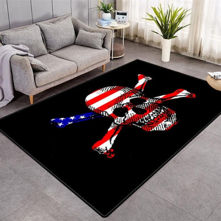 Tapis tête de mort Biker motar squelette 3D