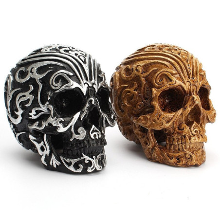 Crâne Grande Tête de mort décoration avec effet Sculpture bois en résine