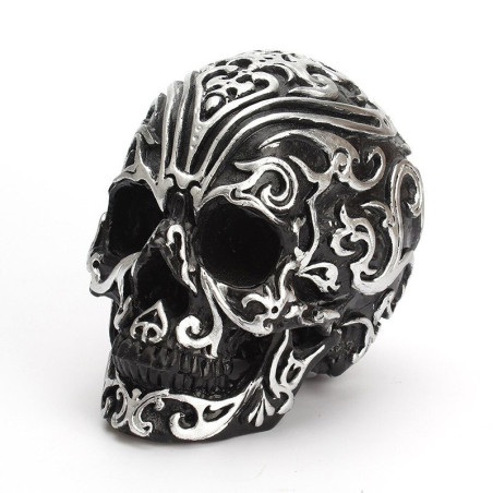 Crâne Grande Tête de mort décoration avec effet Sculpture bois en résine modèle 1 vue côté