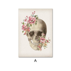 Poster tête de mort crâne et anatomie des os du squelette - sans cadre
