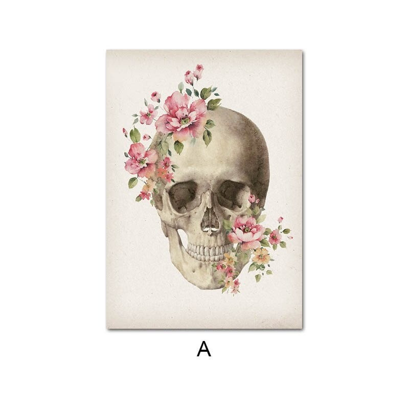 Poster tête de mort crâne et anatomie des os du squelette - sans cadre