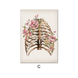 Poster tête de mort crâne et anatomie des os du squelette - sans cadre