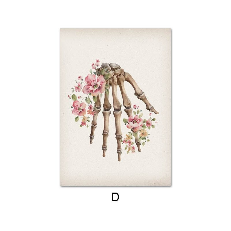 Poster tête de mort crâne et anatomie des os du squelette - sans cadre