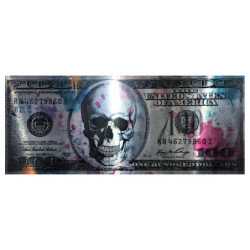 Magnfiique Poster tête de mort crâne billet 100 dollars américain