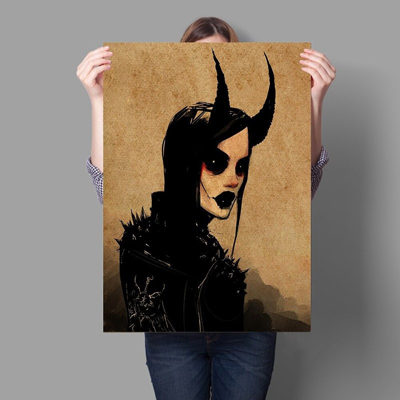 Poster tête de mort amie du diable ou sorcière - 10 modèles au choix !