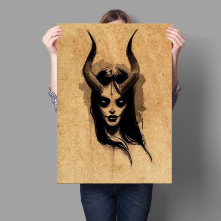 Poster tête de mort amie du diable ou sorcière - 10 modèles au choix !