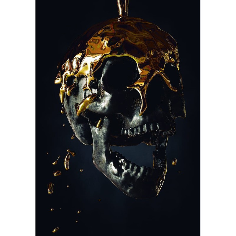 Poster tête de mort toile motif crâne en métal abstrait - sans cadre !