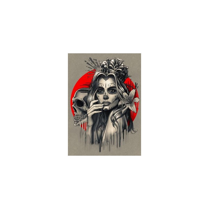 Poster affiche abstraite tête de mort Santa Muerte - sans cadre