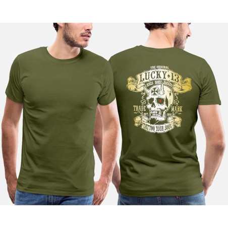 Tshirt tête de mort Lucky 13 à manches courtes kaki
