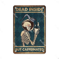 Plaque métal tête de mort avec crâne fleuri Vintage - 20 x 30 cm