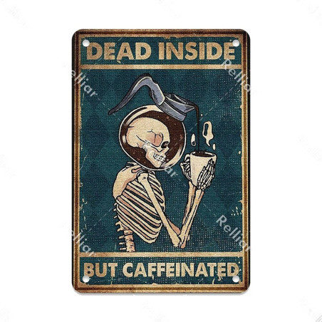 Plaque métal tête de mort avec crâne fleuri Vintage - 20 x 30 cm