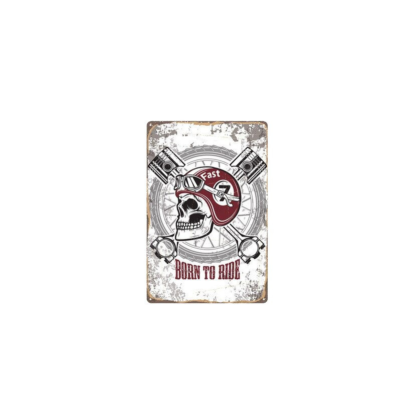 Plaque métallique tête de mort motar biker