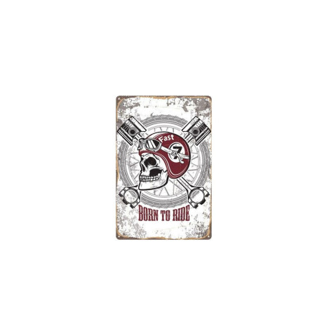 Plaque métallique tête de mort motar biker