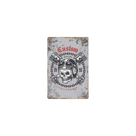 Plaque métallique tête de mort motar biker