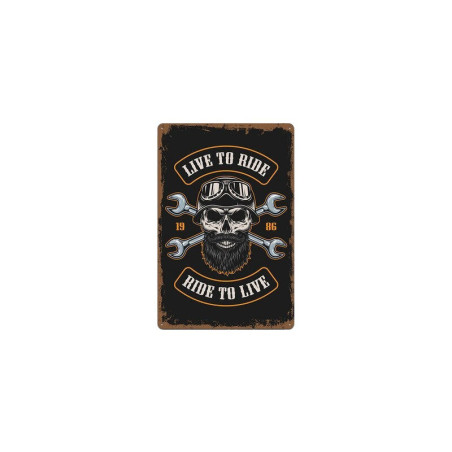 Plaque métallique tête de mort motar biker
