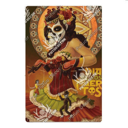 Plaque métal avec crâne mexicain jour des morts - nombreux modèles !